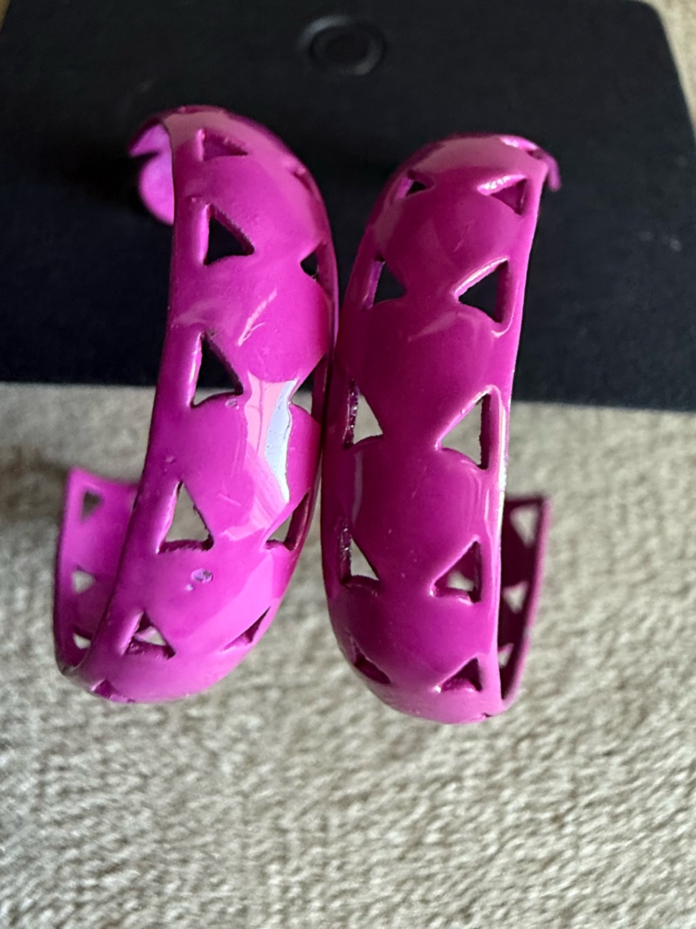Fuchsia Cutout Hoop Earrings - Women's Fashion Jewelry